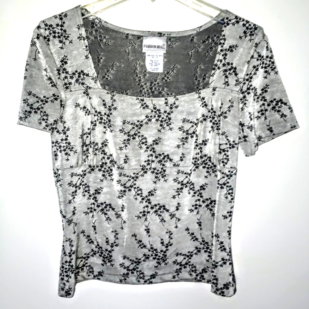 Ladies top by Fashion Bug, grey, black, size M